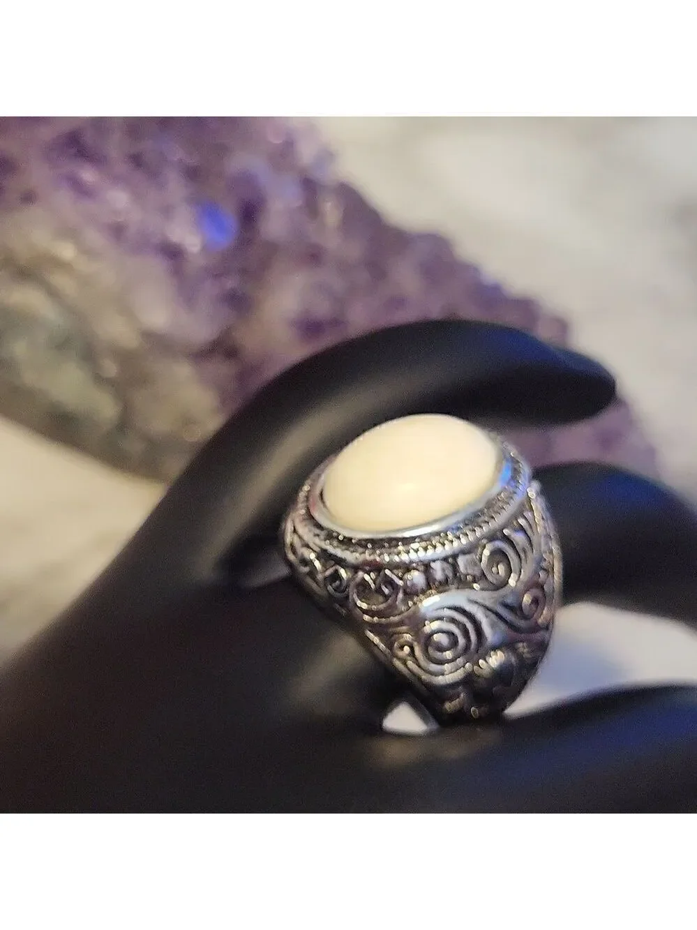 Bohemian Marble Stone Vintage Band Ring